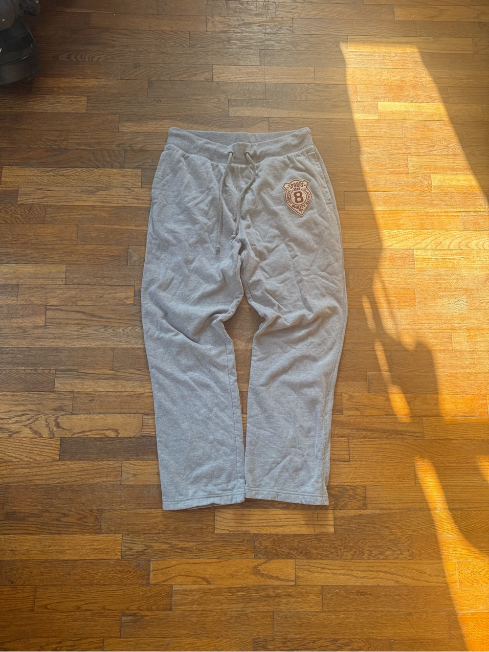 Old Navy Light Gray Men's Drawstring Joggers with Embroidered Patch